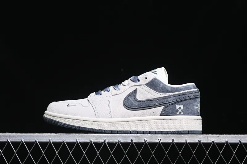 All categories Air Jordan Jordan series basketball shoes Air Jordan 1 Low High-end customized low-top sneakers Air Jordan 1 Low AJ1 Joe 1 OF joint-Quanzhuba cement gray label High-end customized low-top retro basketball shoes DM9188-002